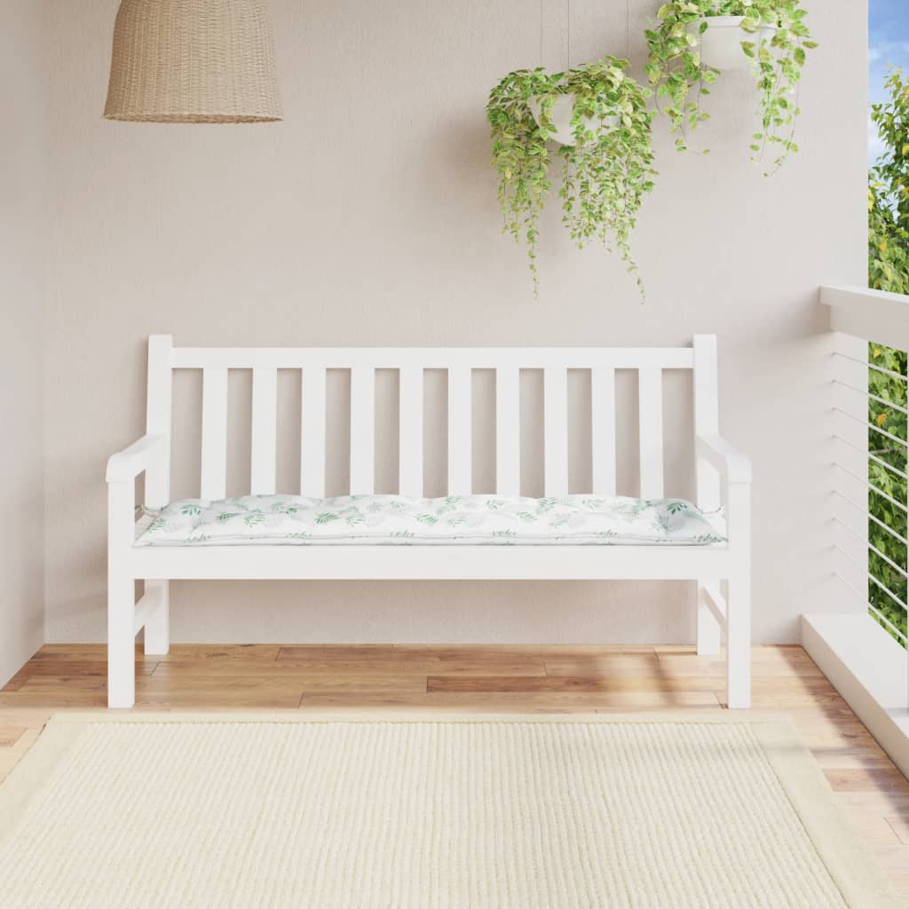 Coussin de banc de jardin motif feuille 150x50x7 cm Tissu Oxford