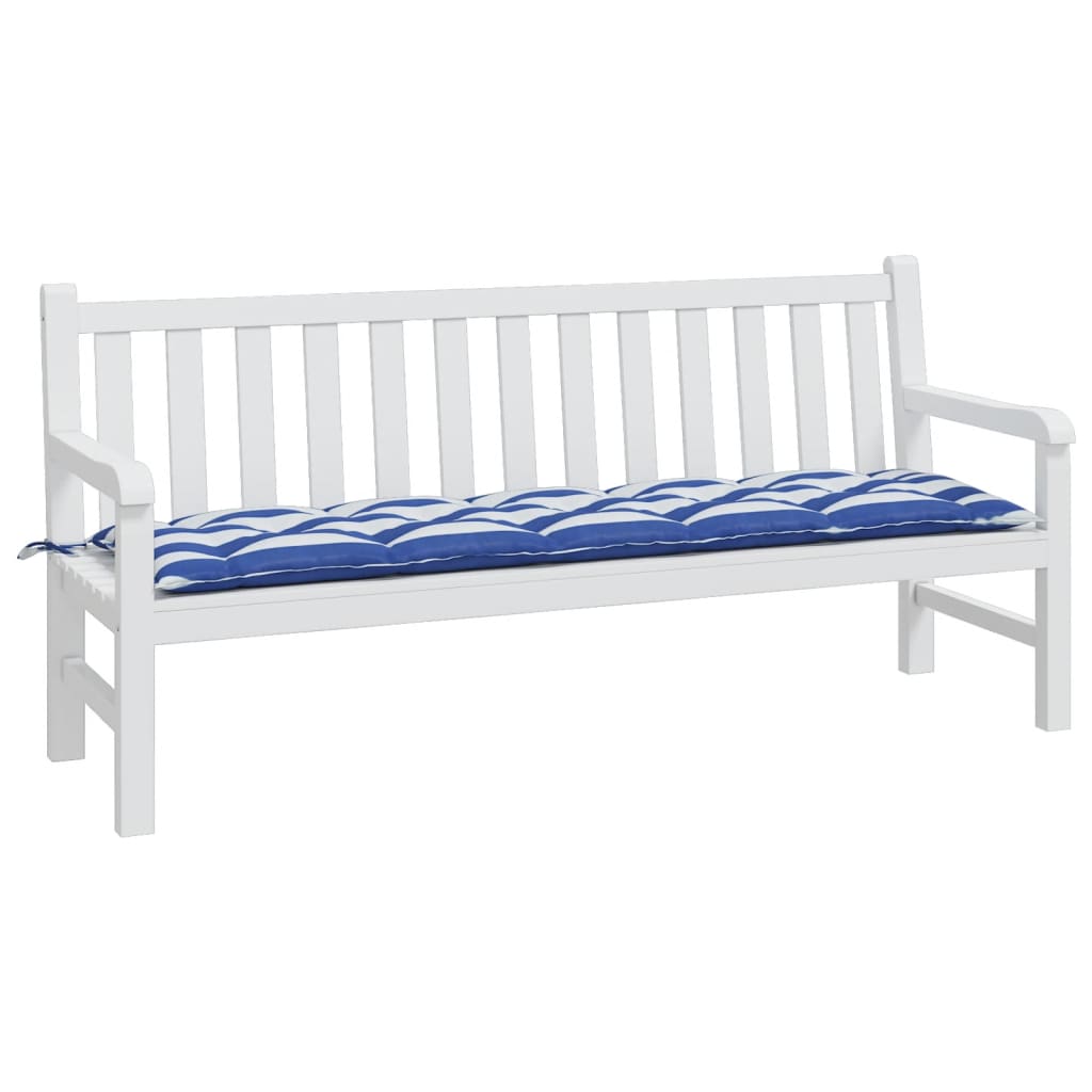 Garden Bench Cushion Blue & White Striped 180x50x7 cm