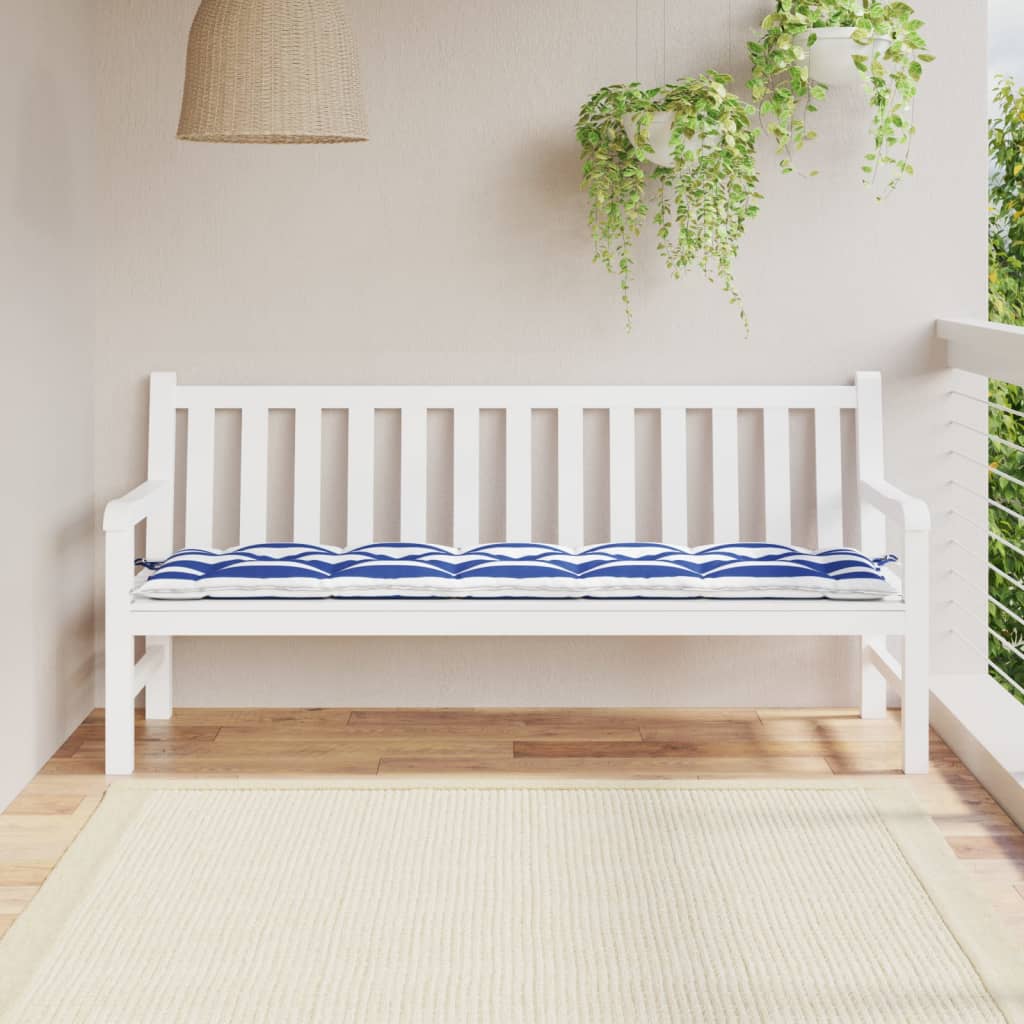 Garden Bench Cushion Blue & White Striped 180x50x7 cm