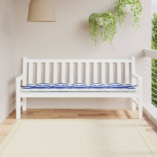 Garden Bench Cushion Blue & White Striped 180x50x7 cm