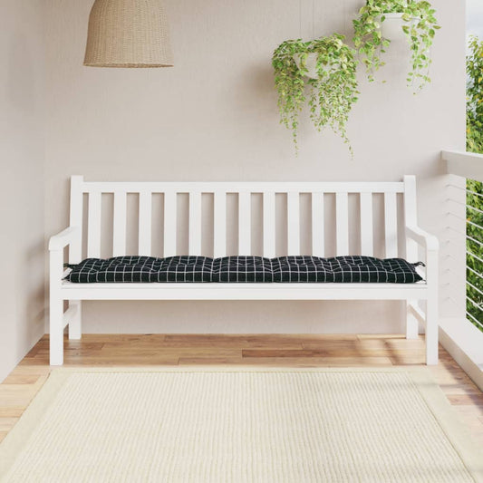 Garden Bench Cushion Black Plaid Pattern 180x50x7 cm Oxford Fabric