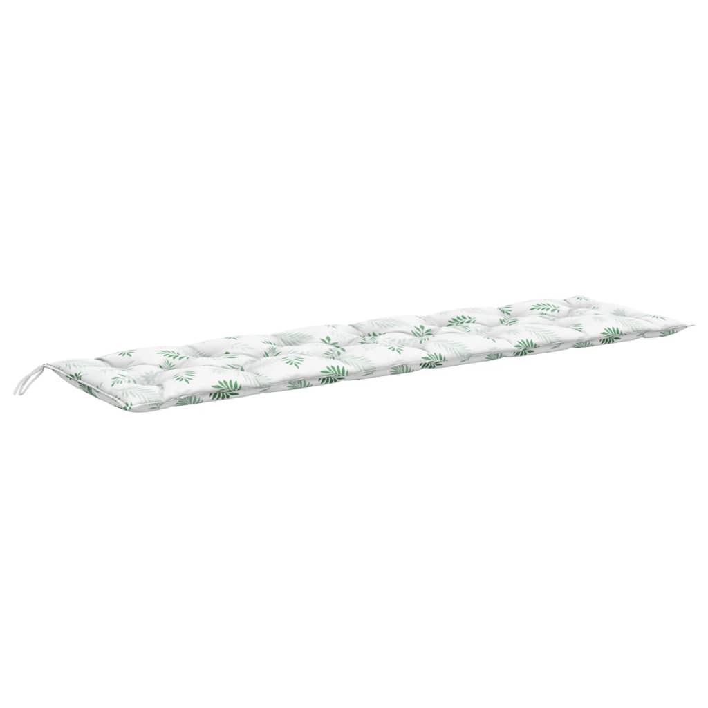 Garden bench cushion leaf pattern 200x50x7 cm fabric
