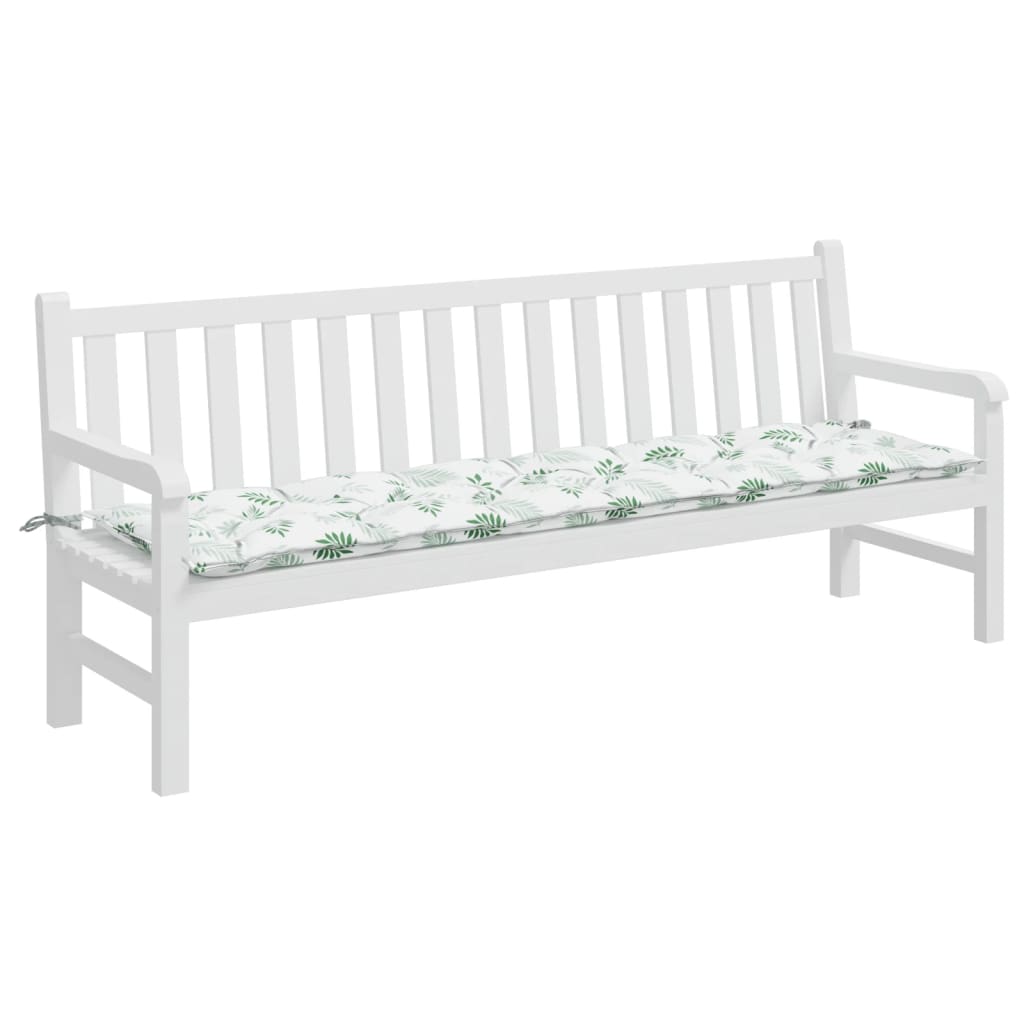 Garden bench cushion leaf pattern 200x50x7 cm fabric