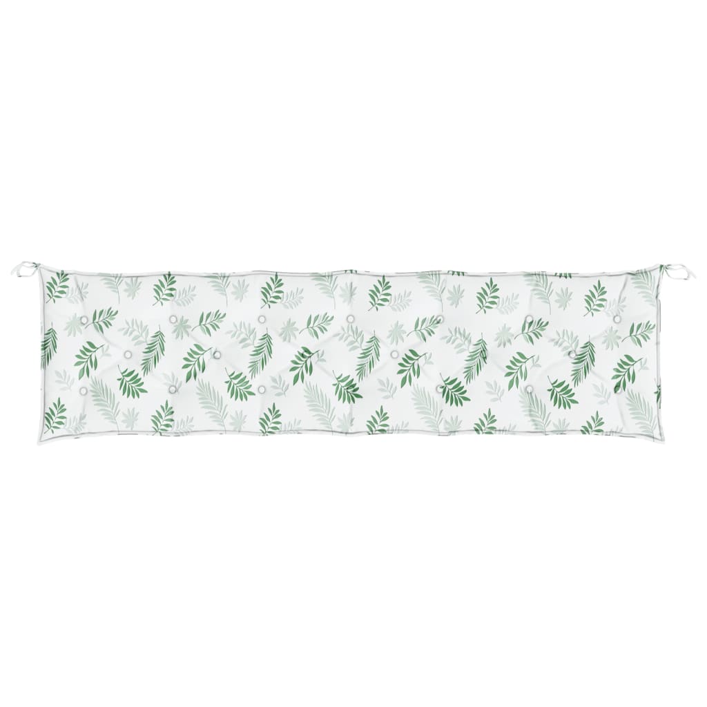 Garden bench cushion leaf pattern 200x50x7 cm fabric