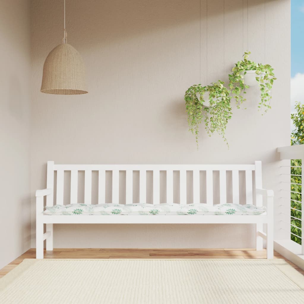 Garden bench cushion leaf pattern 200x50x7 cm fabric