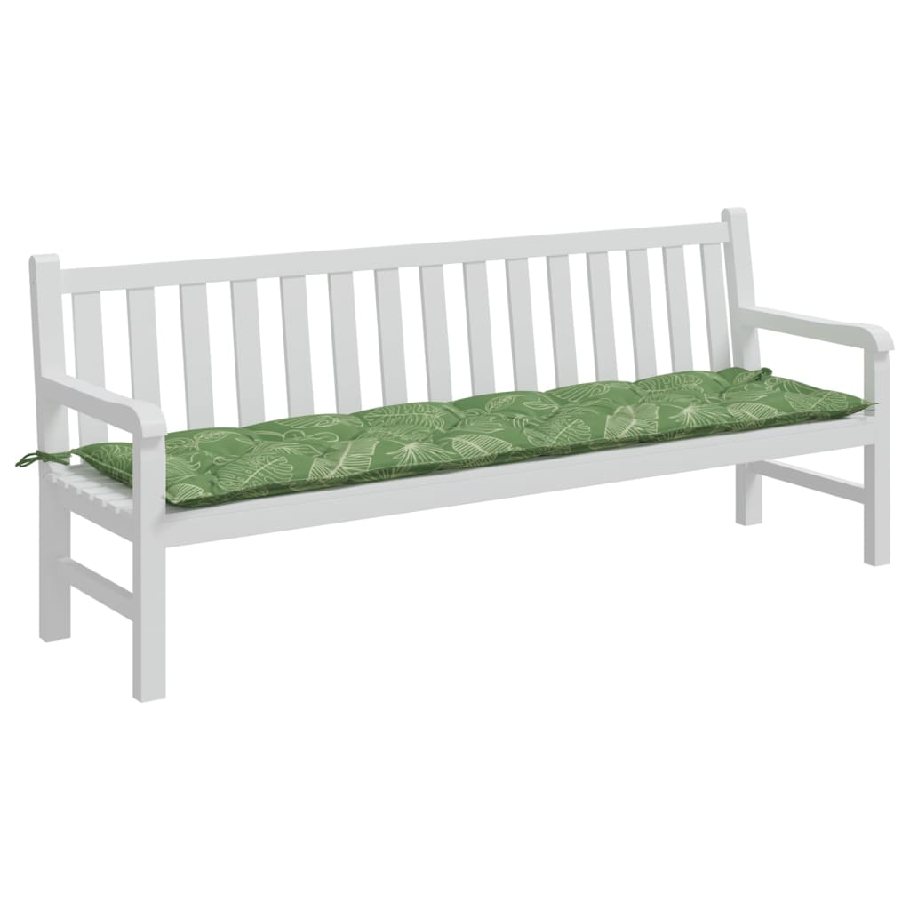 Coussin de banc de jardin motif feuilles 200x50x7 cm Tissu