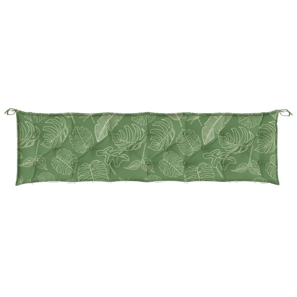Coussin de banc de jardin motif feuilles 200x50x7 cm Tissu
