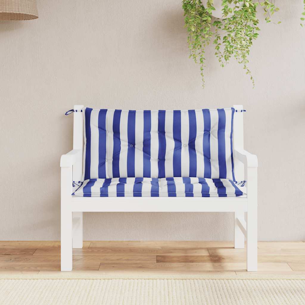 Garden Bench Cushions 2 Pcs. Blue & White Striped 100x50x7cm Fabric