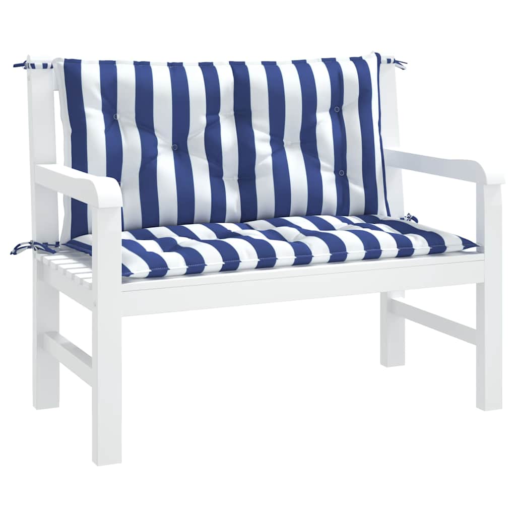 Garden Bench Cushions 2 Pcs. Blue & White Striped 100x50x7cm Fabric