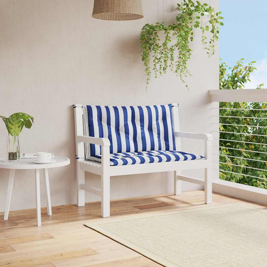 Garden Bench Cushions 2 Pcs. Blue & White Striped 100x50x7cm Fabric