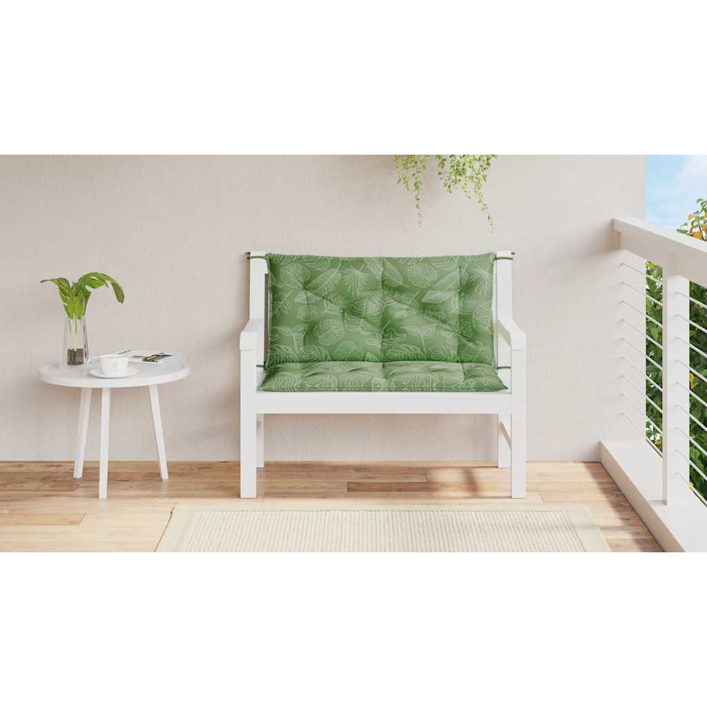 Garden bench cushions 2 pcs. leaf pattern 100x50x7 cm fabric