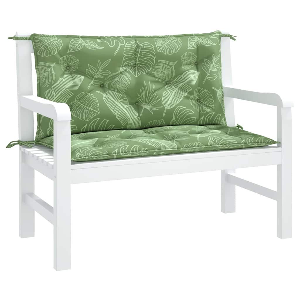 Garden bench cushions 2 pcs. leaf pattern 100x50x7 cm fabric