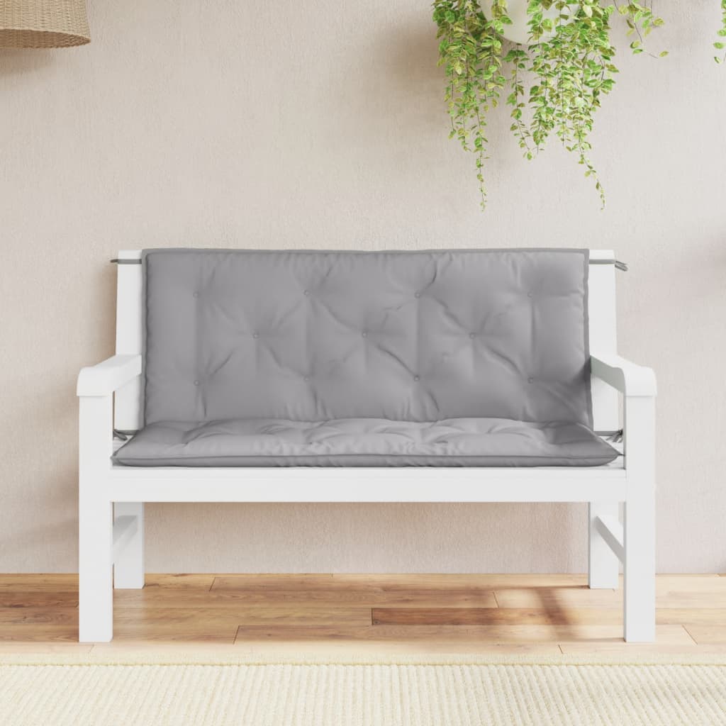 Coussins de banc de jardin 2 pcs Gris 120x50x7 cm Tissu Oxford