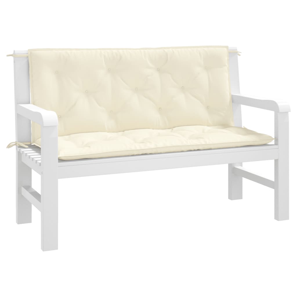 Garden Bench Cushions 2 pcs. Cream White 120x50x7 cm Oxford Fabric