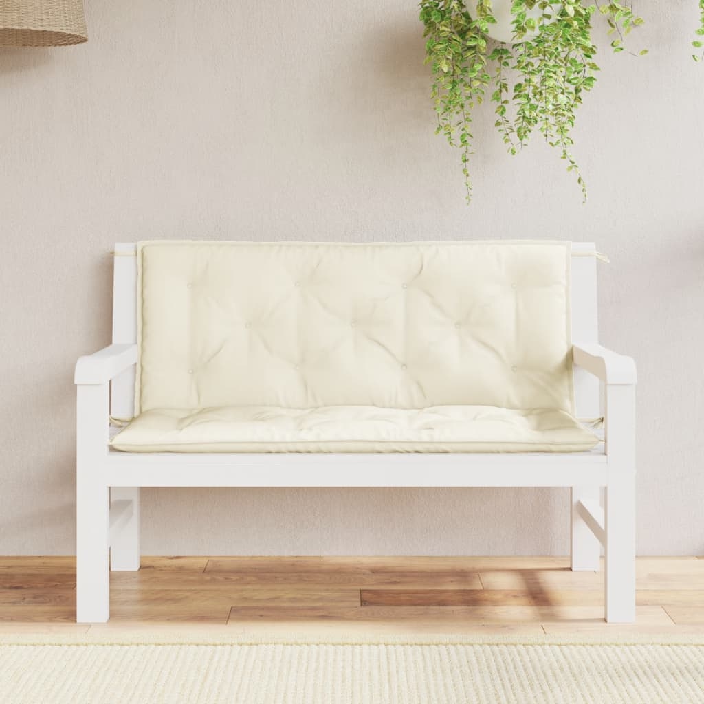 Garden Bench Cushions 2 pcs. Cream White 120x50x7 cm Oxford Fabric