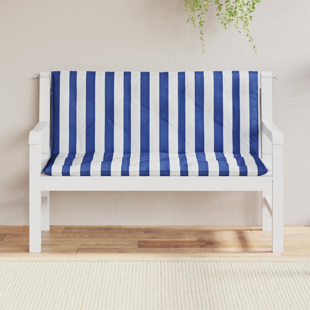 Gartenbank-Auflagen 2 Stk. Blau&Weiß Gestreift 120x50x7cm Stoff