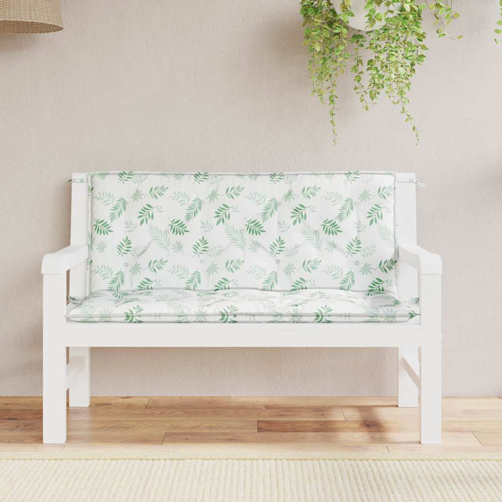 Garden Bench Cushions 2 Pcs. Leaf Pattern 120x50x7 cm Fabric