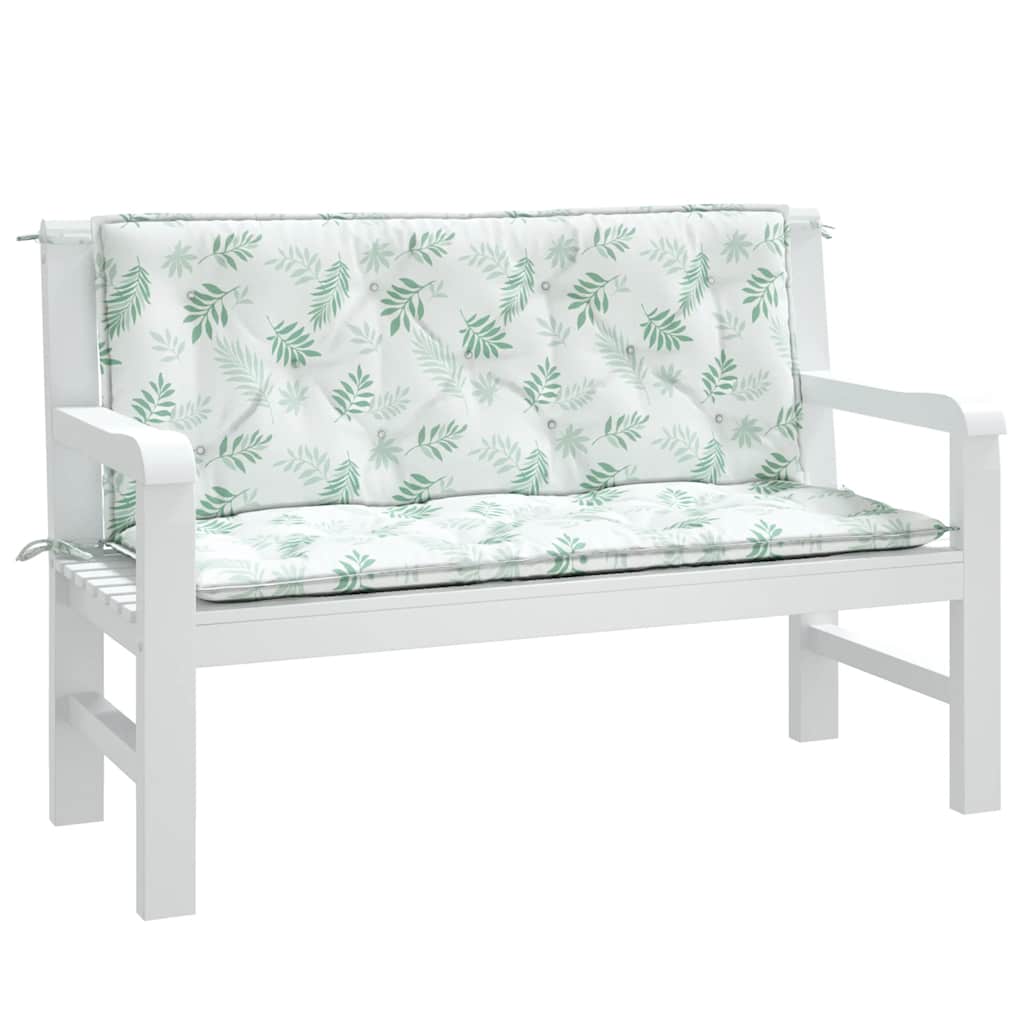 Garden Bench Cushions 2 Pcs. Leaf Pattern 120x50x7 cm Fabric