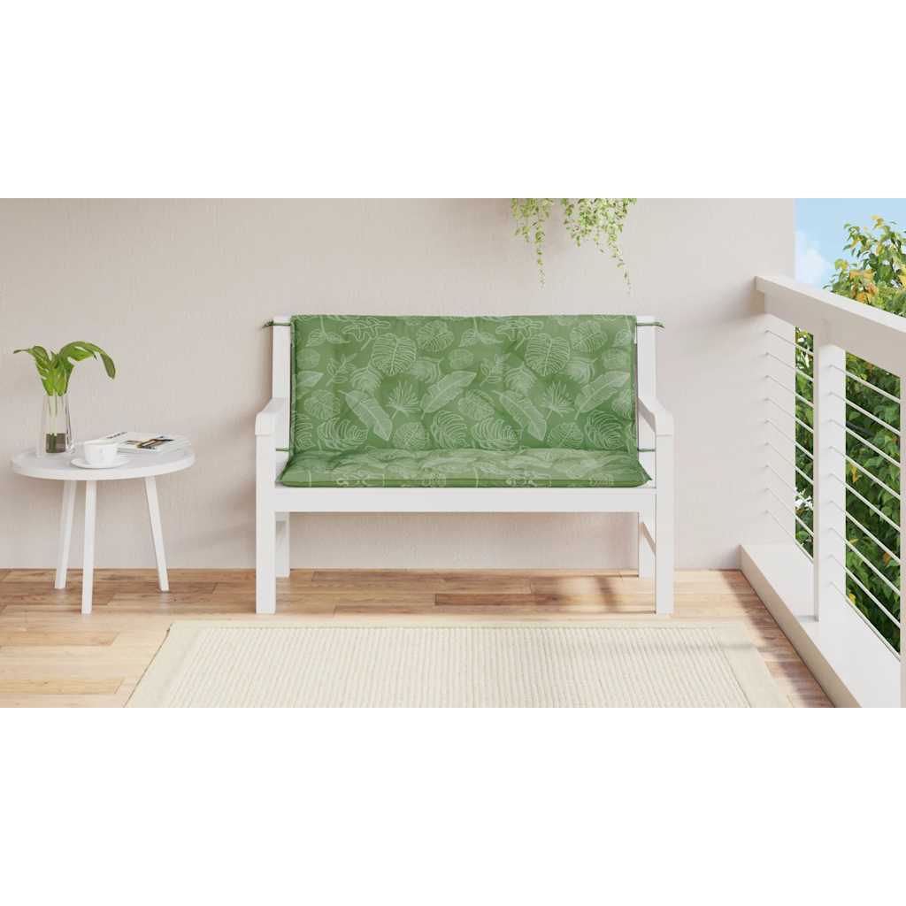 Coussins pour banc de jardin 2 pcs motif feuille 120x50x7 cm Tissu