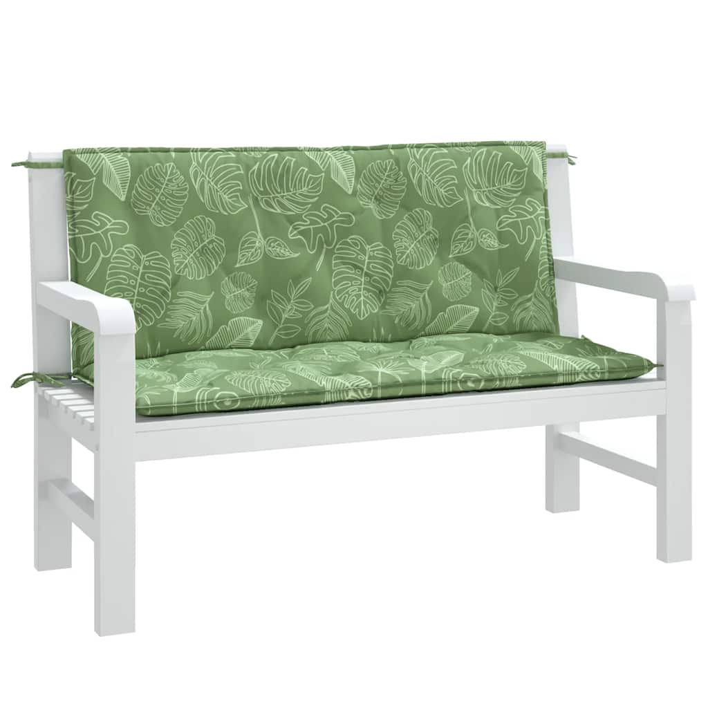 Coussins pour banc de jardin 2 pcs motif feuille 120x50x7 cm Tissu