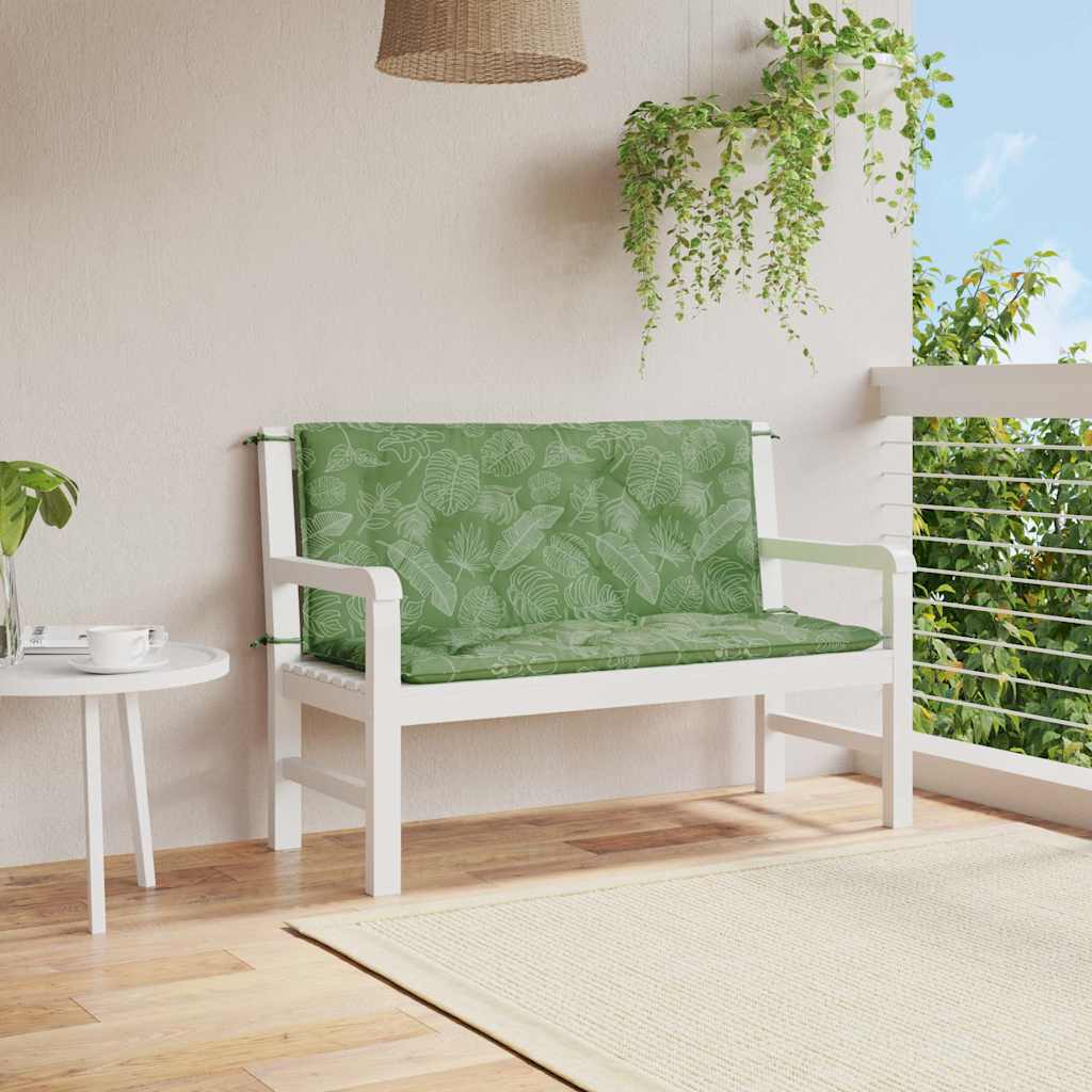 Coussins pour banc de jardin 2 pcs motif feuille 120x50x7 cm Tissu