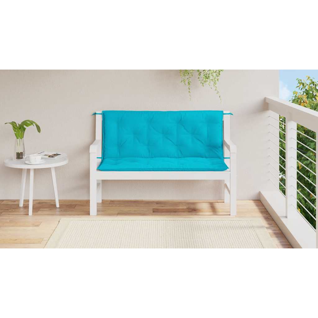 Coussins pour banc de jardin 2 pcs Turquoise 120x50x7 cm Tissu