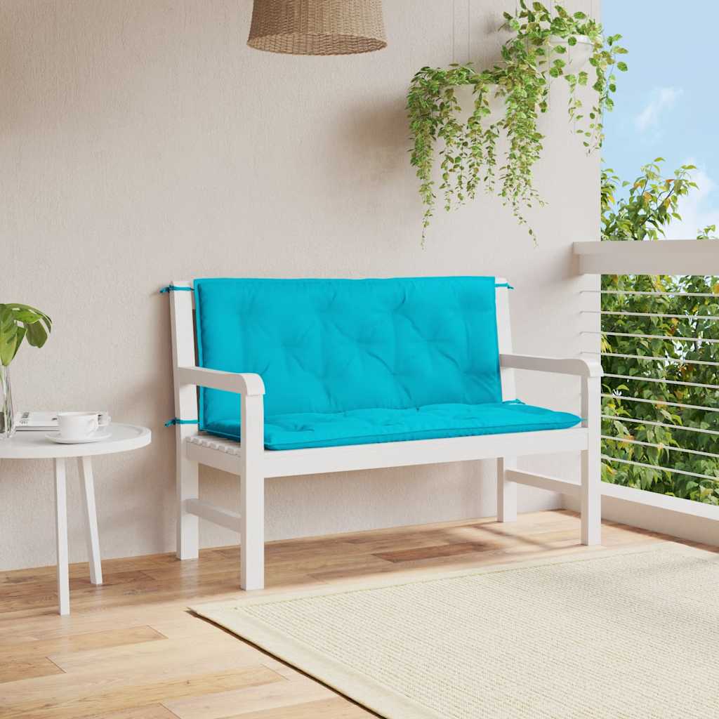 Coussins pour banc de jardin 2 pcs Turquoise 120x50x7 cm Tissu