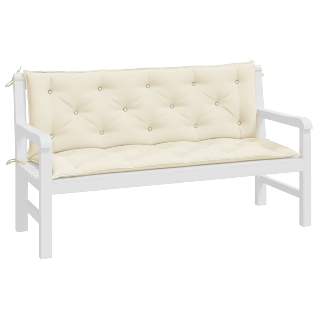 Coussins pour banc de jardin 2 pcs Crème 150x50x7 cm Tissu Oxford