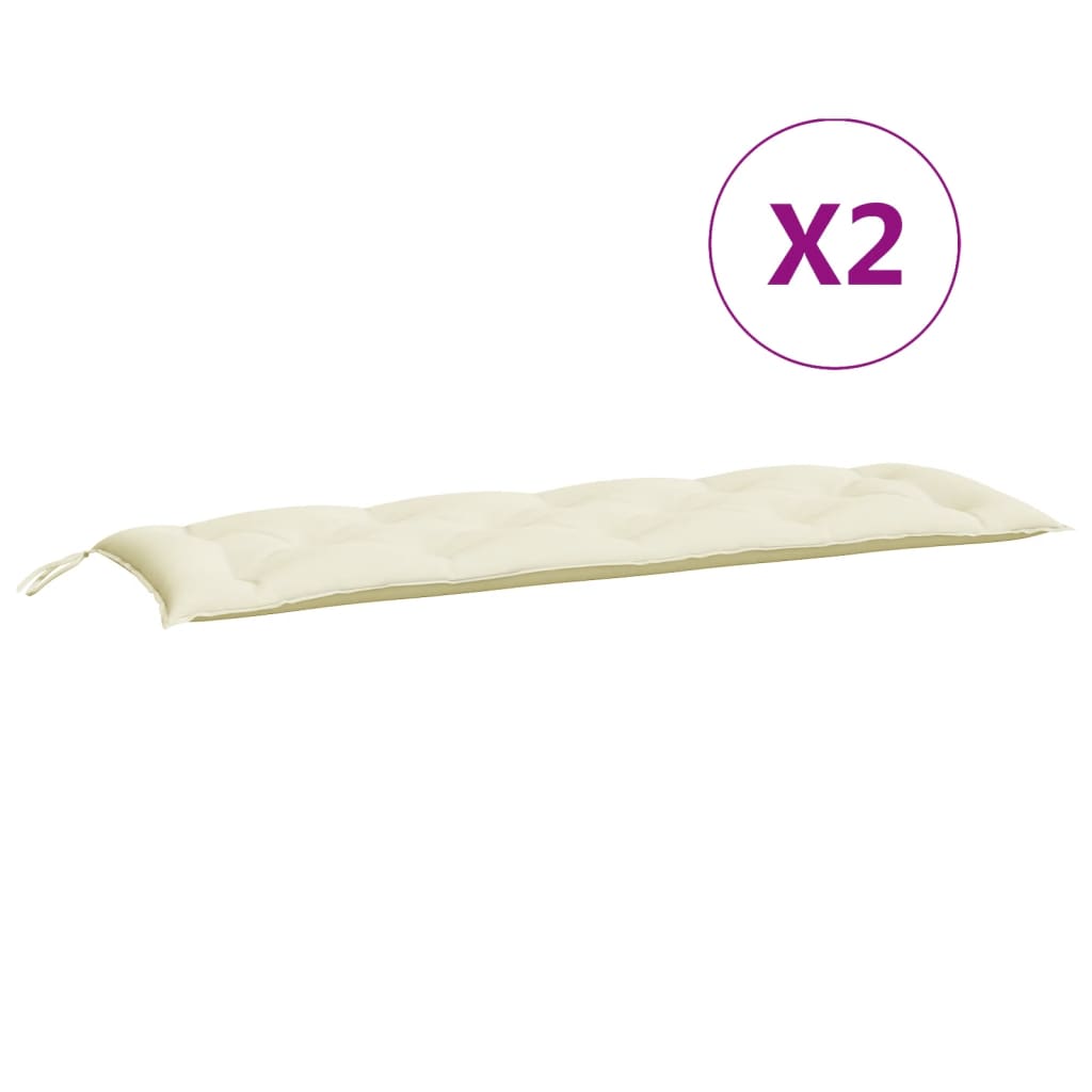 Coussins pour banc de jardin 2 pcs Crème 150x50x7 cm Tissu Oxford