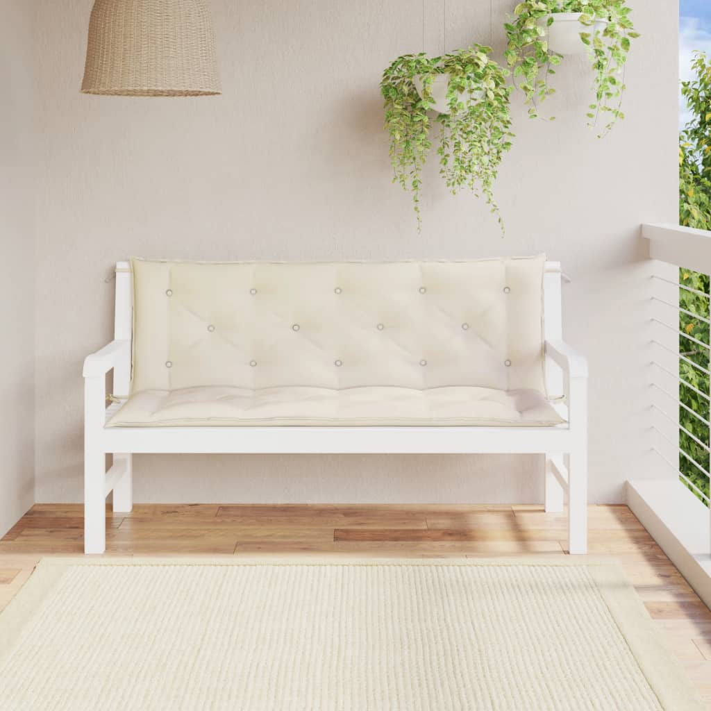 Coussins pour banc de jardin 2 pcs Crème 150x50x7 cm Tissu Oxford