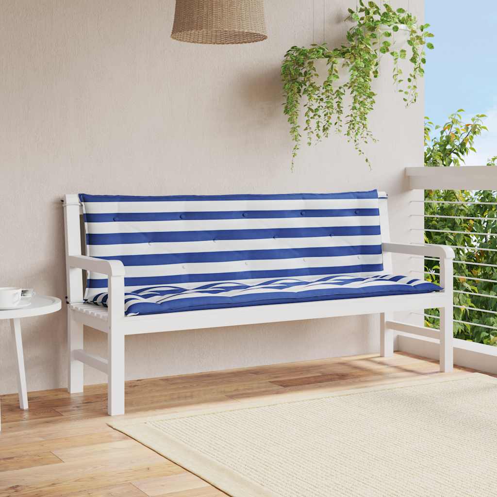 Garden Bench Cushions, 2 pcs, Blue & White Striped, 150x50x7cm Fabric