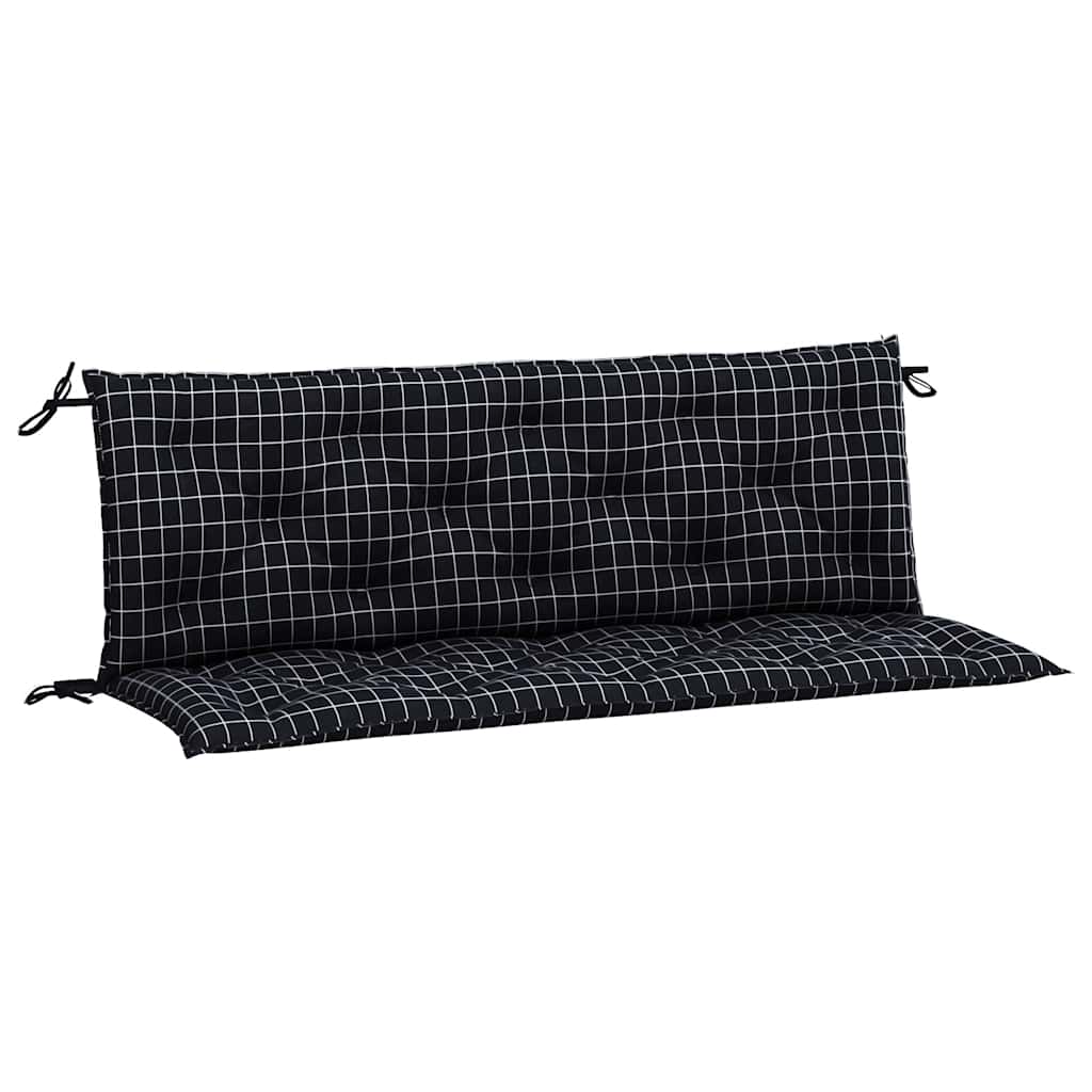 Coussins pour banc de jardin 2 pcs Noir à carreaux 150x50x7 cm Tissu