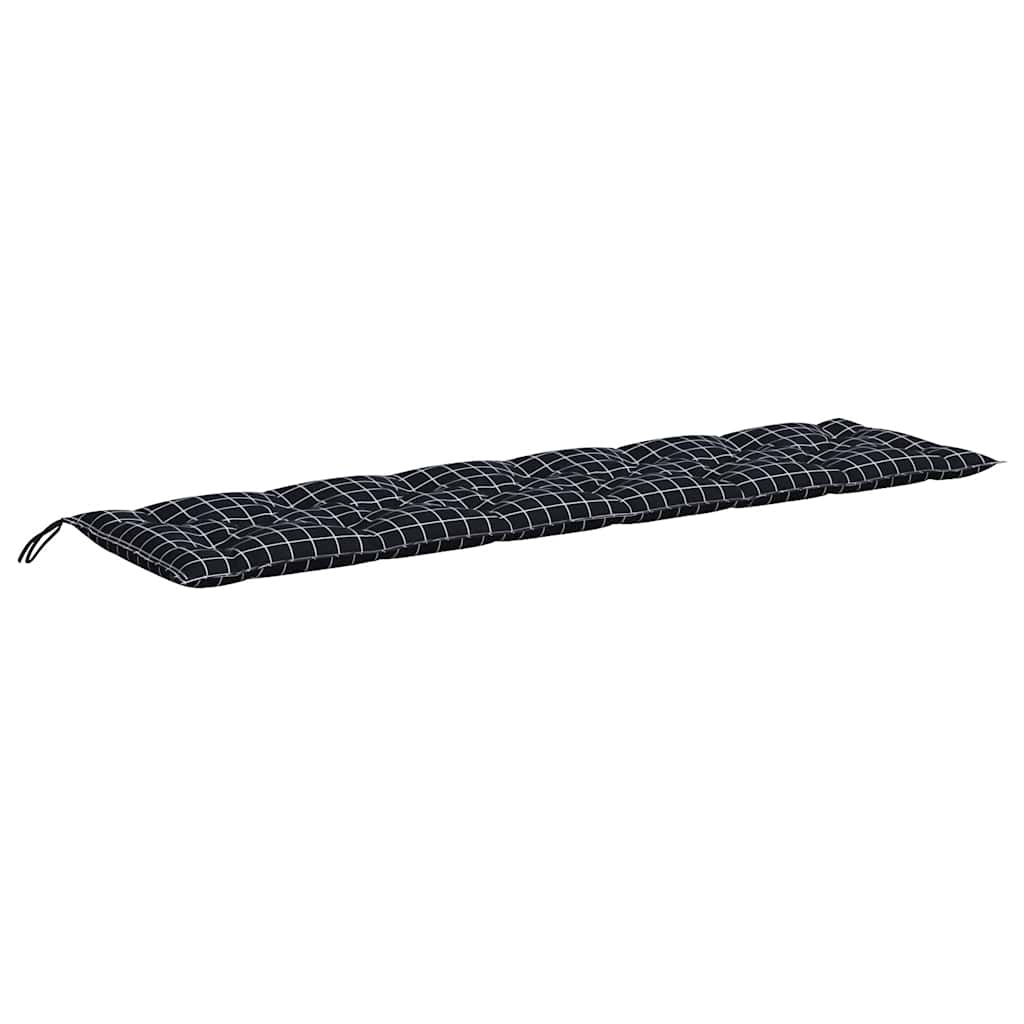 Coussins pour banc de jardin 2 pcs Noir à carreaux 150x50x7 cm Tissu