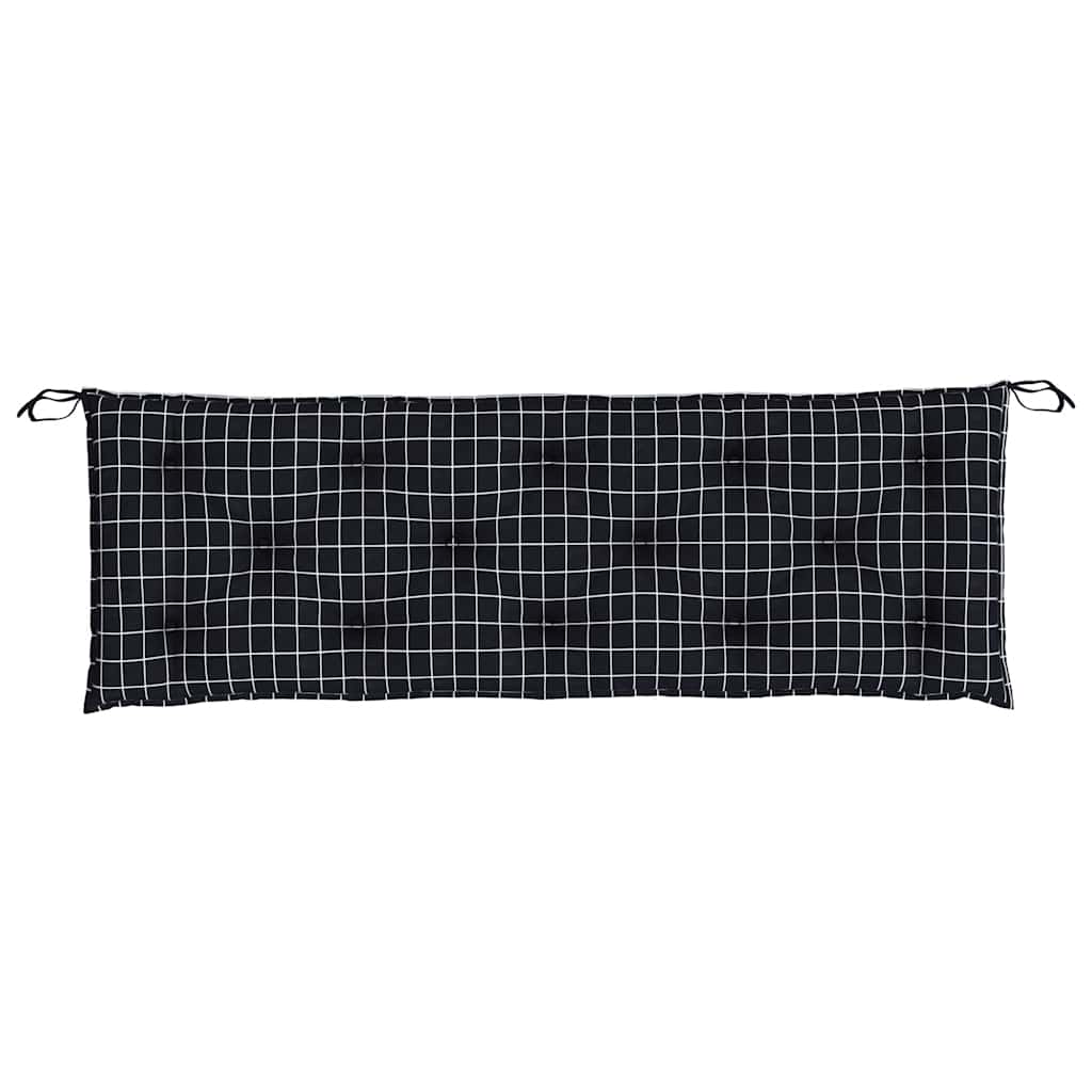 Coussins pour banc de jardin 2 pcs Noir à carreaux 150x50x7 cm Tissu