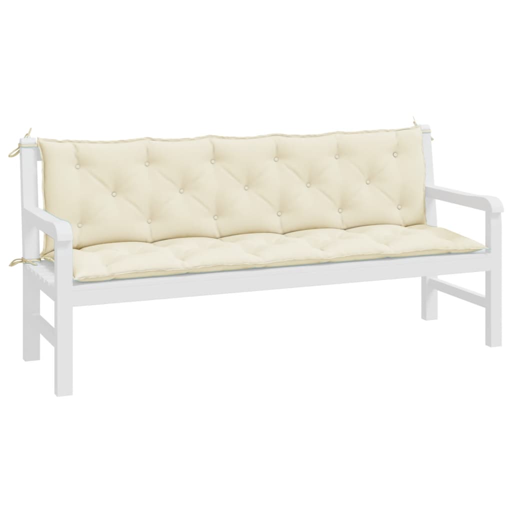 Coussins de banc de jardin 2 pcs Crème 180x50x7 cm Tissu Oxford
