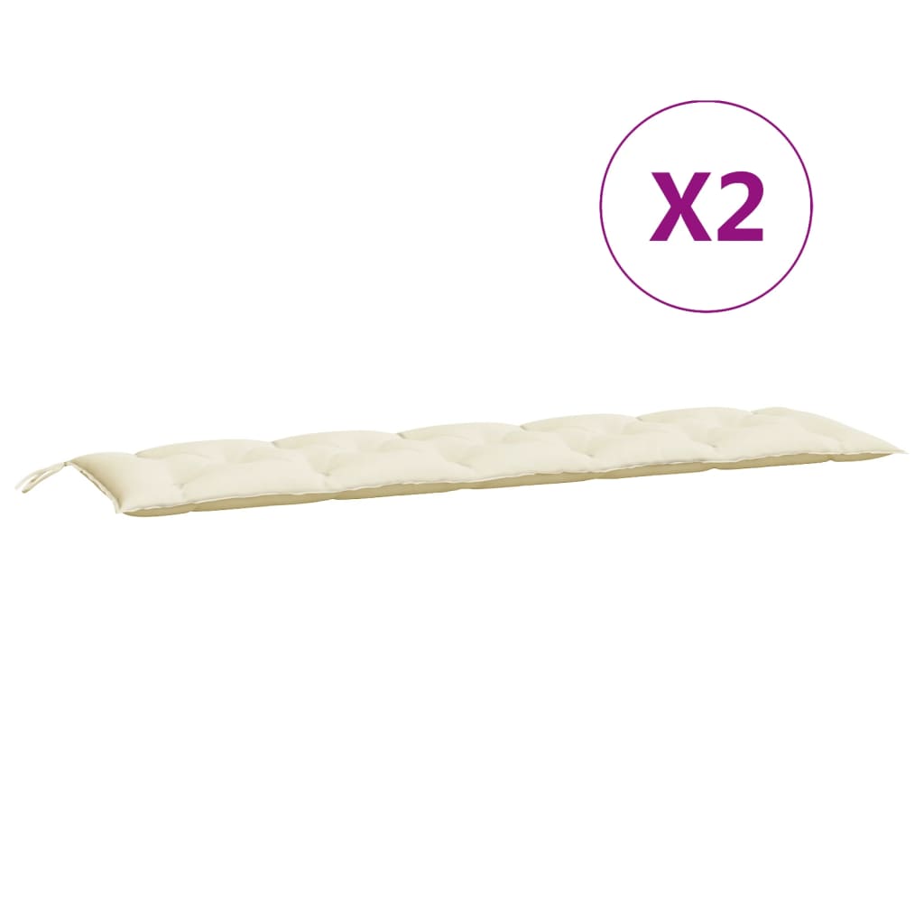 Coussins de banc de jardin 2 pcs Crème 180x50x7 cm Tissu Oxford