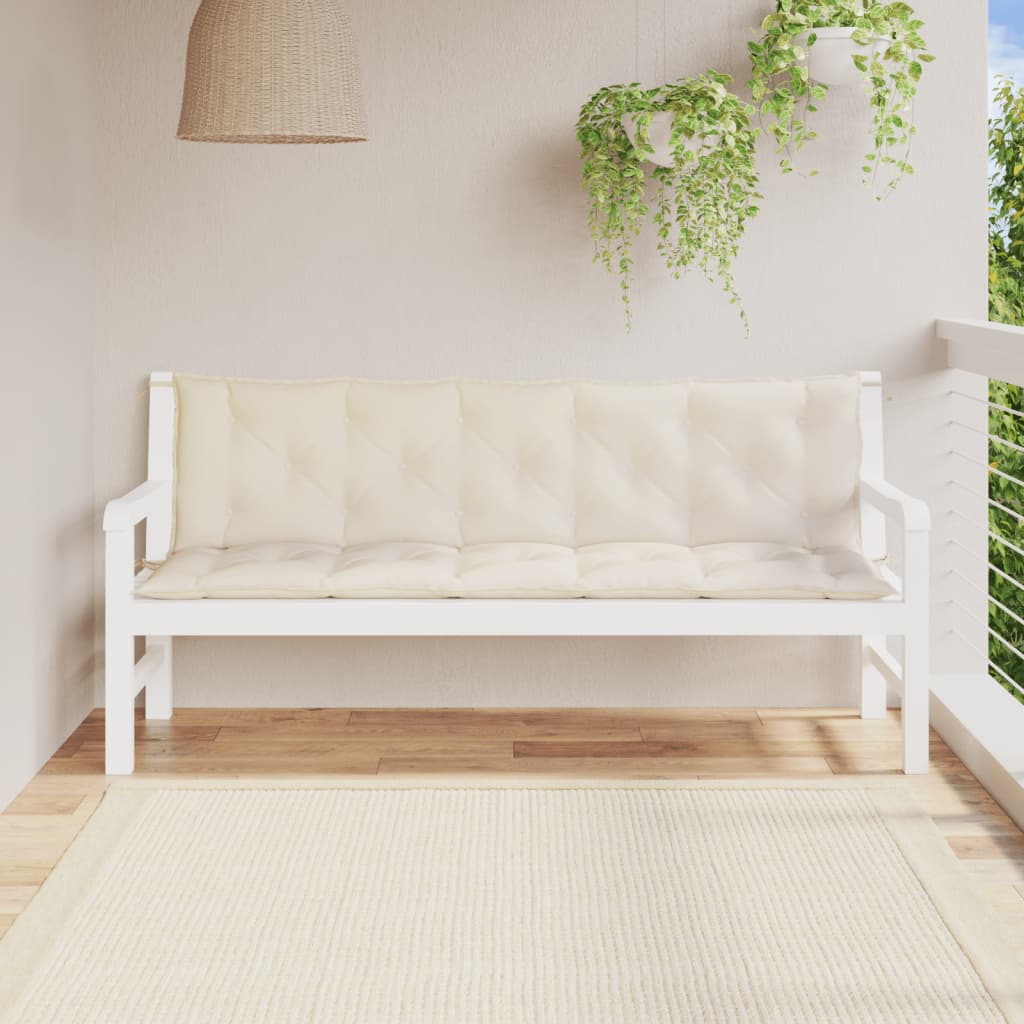 Coussins de banc de jardin 2 pcs Crème 180x50x7 cm Tissu Oxford