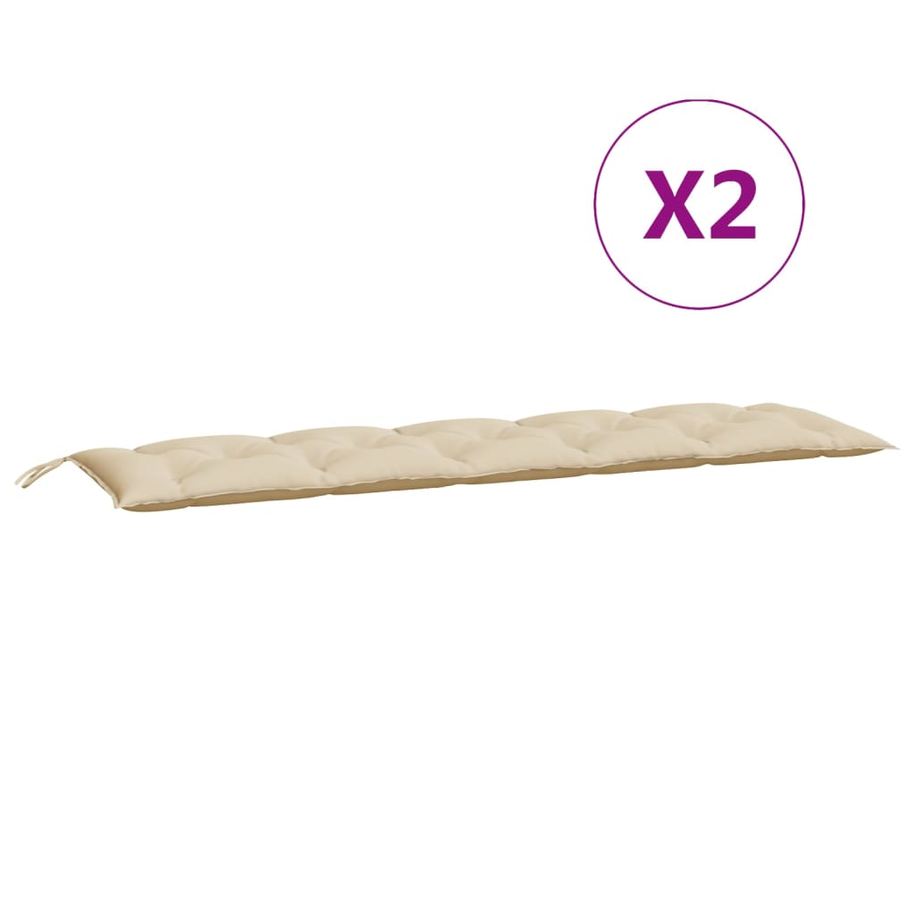 Coussins pour banc de jardin 2 pcs Beige 180x50x7 cm Tissu Oxford