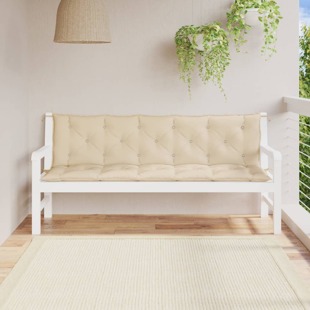 Coussins pour banc de jardin 2 pcs Beige 180x50x7 cm Tissu Oxford