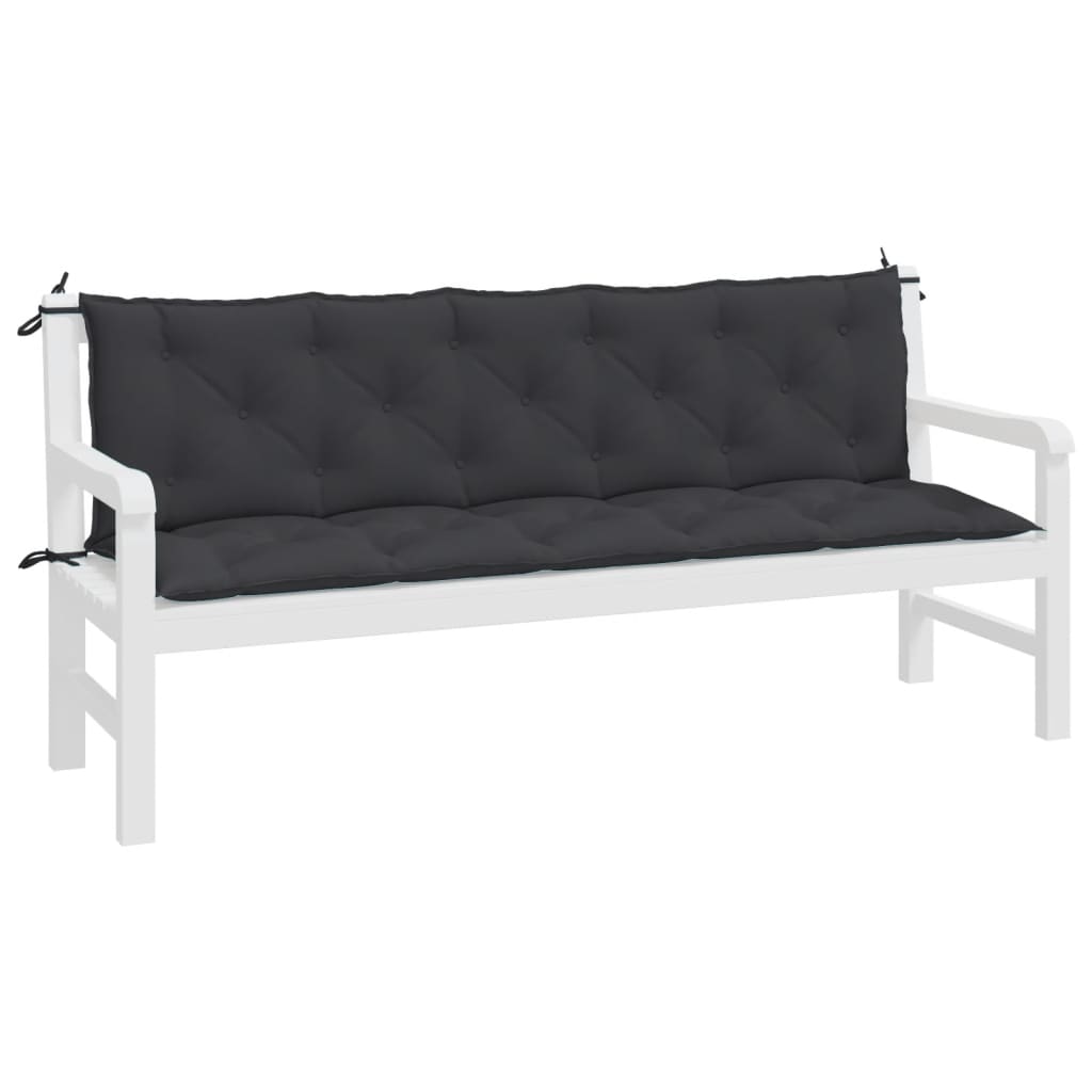 Coussins de banc de jardin 2 pcs Noir 180x50x7 cm Tissu Oxford
