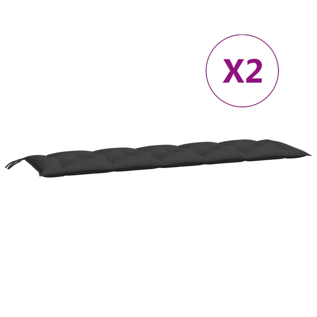 Coussins de banc de jardin 2 pcs Noir 180x50x7 cm Tissu Oxford