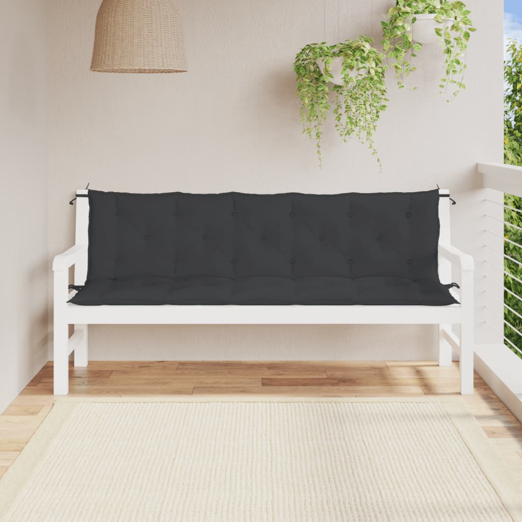 Coussins de banc de jardin 2 pcs Noir 180x50x7 cm Tissu Oxford