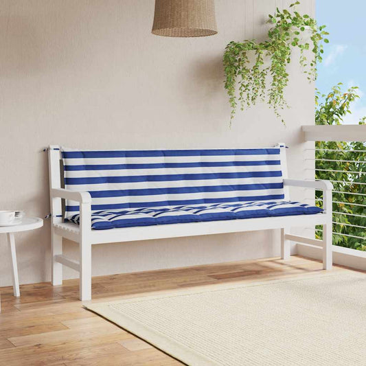 Garden bench cushions 2 pcs. Blue & White Striped Oxford fabric