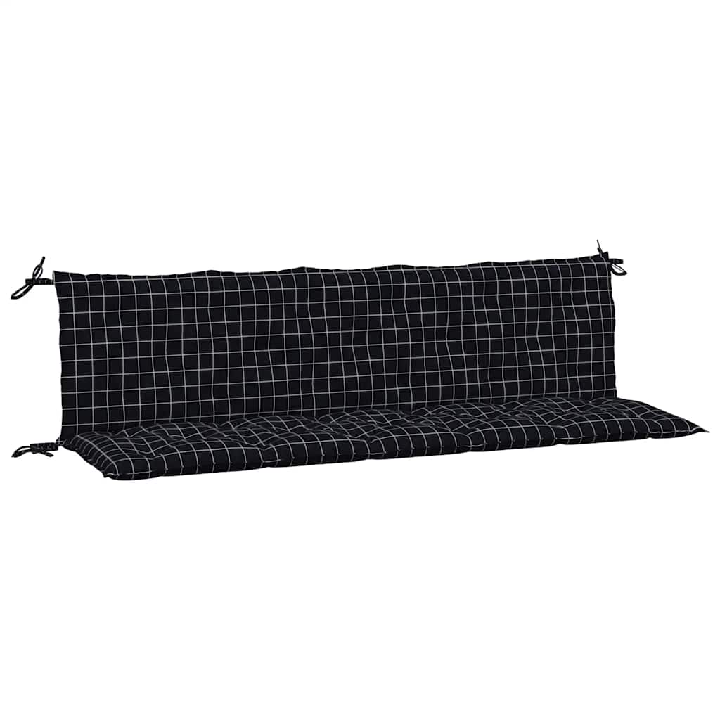 Garden Bench Cushions 2 Pcs. Black Checkered Pattern Oxford Fabric