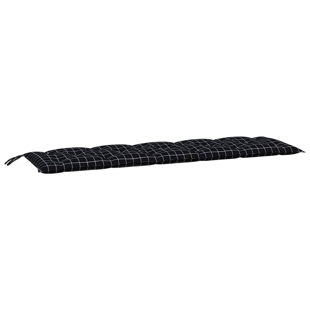 Garden Bench Cushions 2 Pcs. Black Checkered Pattern Oxford Fabric