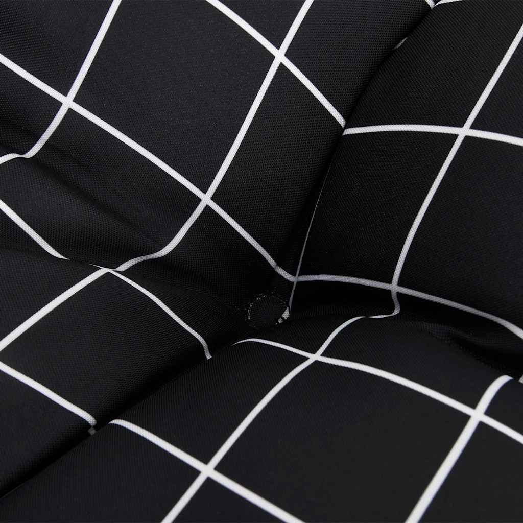 Garden Bench Cushions 2 Pcs. Black Checkered Pattern Oxford Fabric