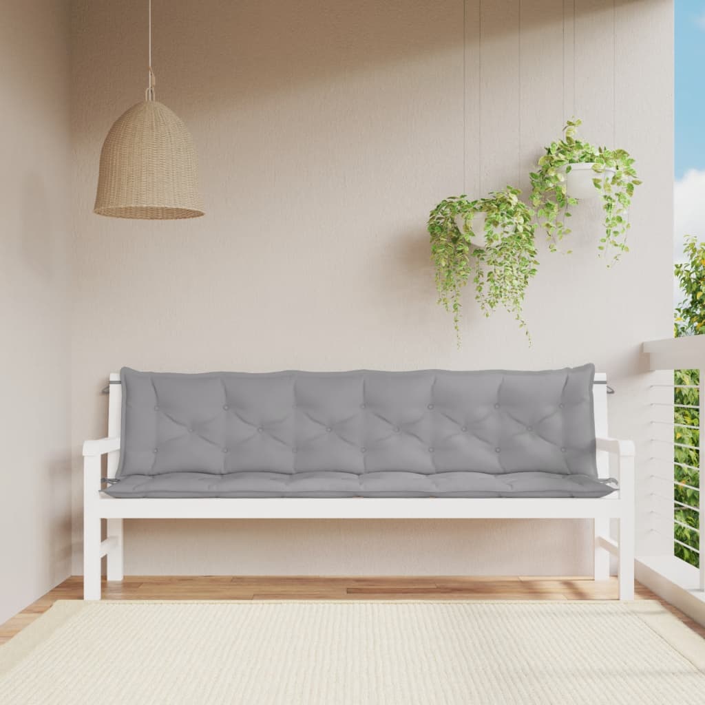 Coussins pour banc de jardin 2 pcs Gris 200x50x7 cm Tissu Oxford