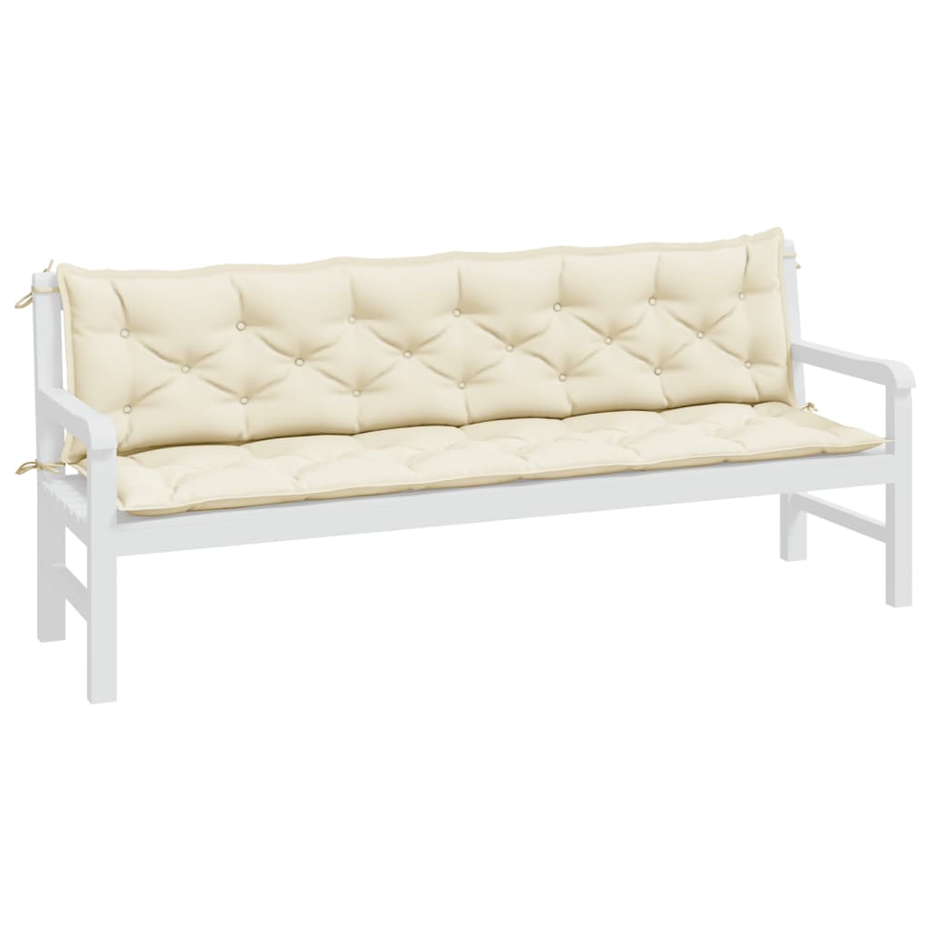 Coussins de banc de jardin 2 pcs Blanc crème 200x50x7 cm Tissu Oxford