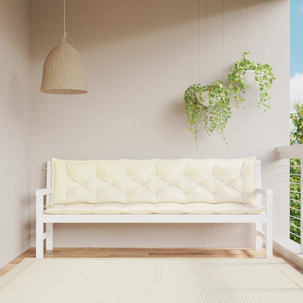 Coussins de banc de jardin 2 pcs Blanc crème 200x50x7 cm Tissu Oxford