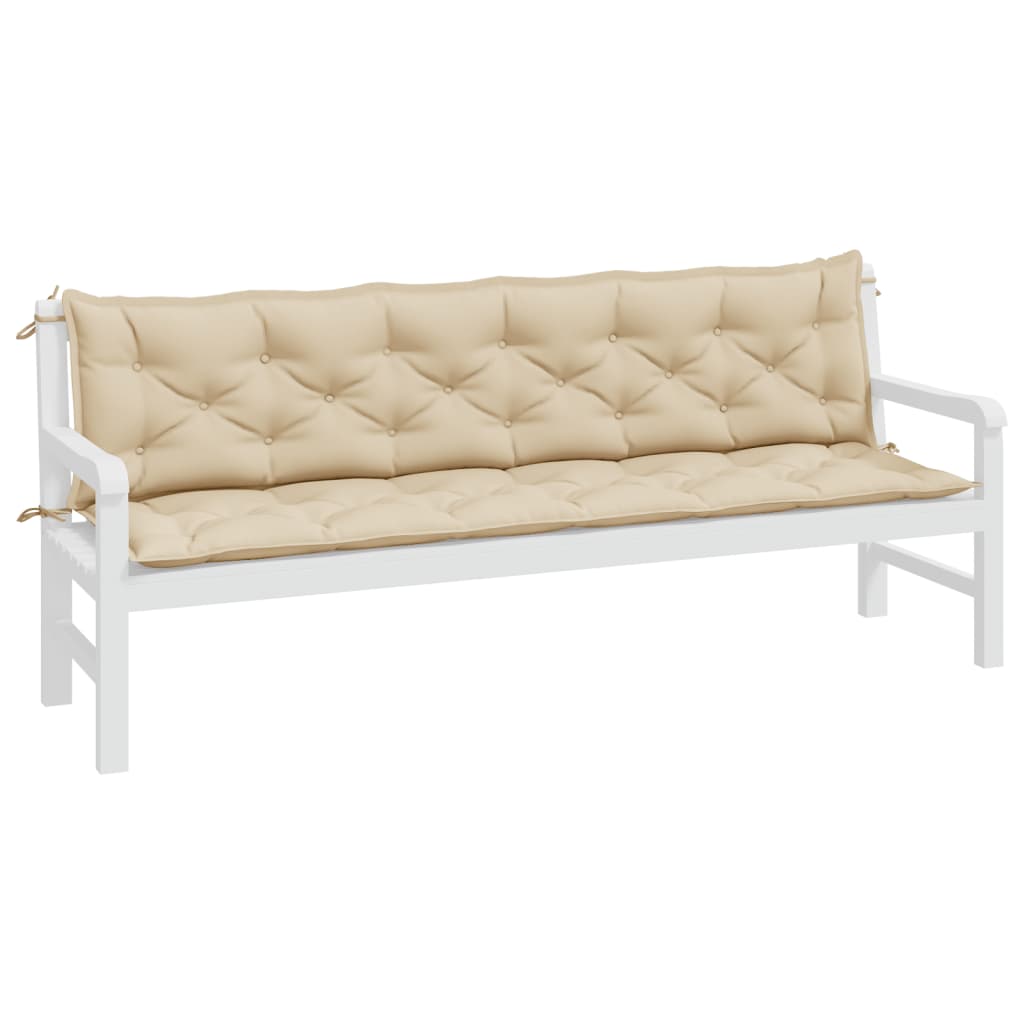 Garden bench cushions 2 pcs. Beige 200x50x7 cm Oxford fabric